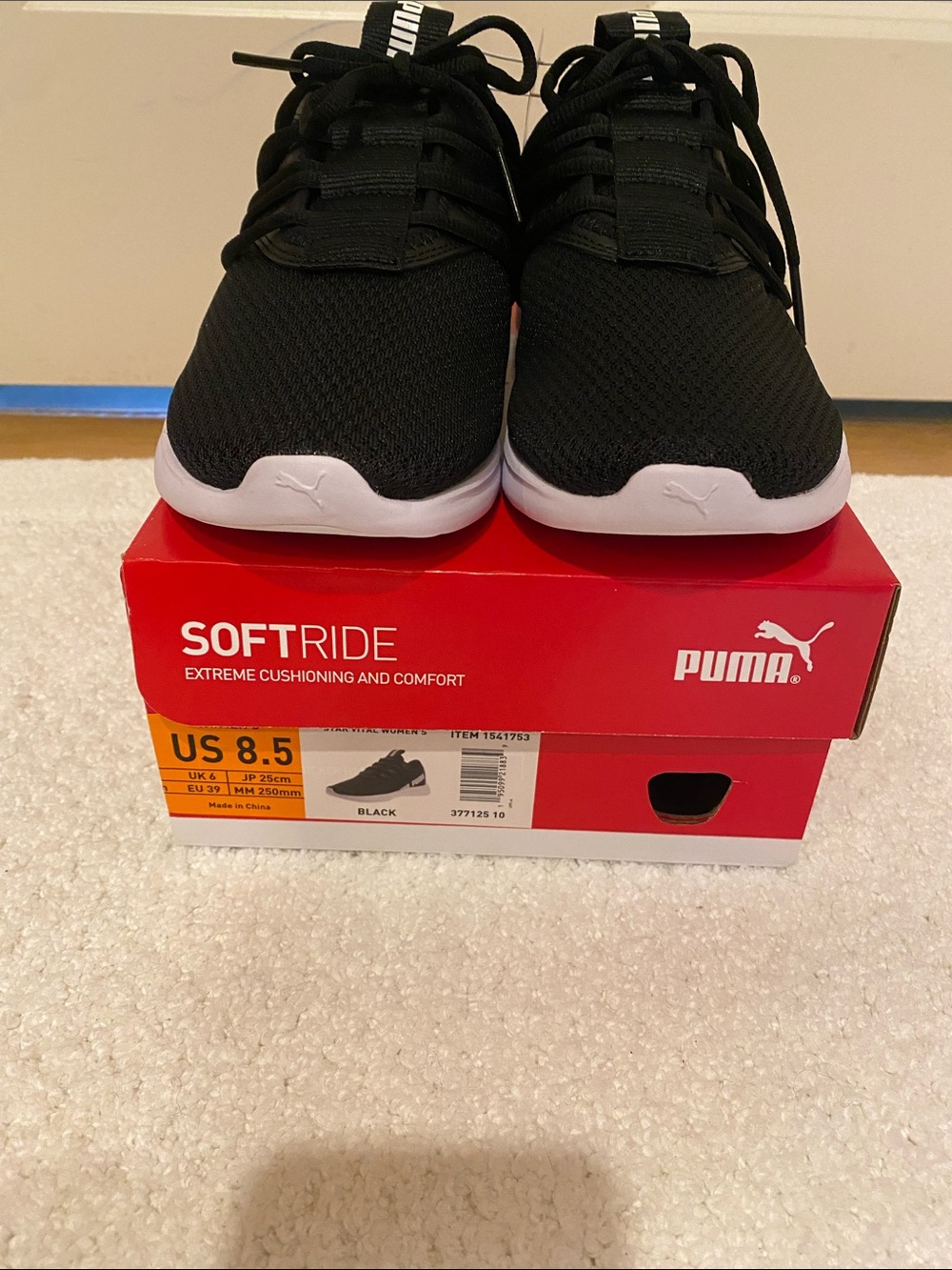 Puma SoftRide Women's Athletic Sneakers - Black with White Sole